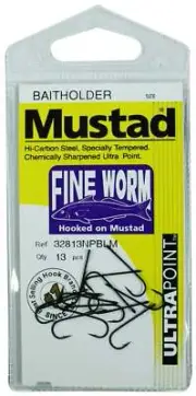 Mustad 32813NPBLM Fine Worm Baitholder Long Shank Hook