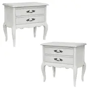 Alice 2pc Set Bedside 2 Drawers Storage Cabinet Side End Table Distressed White