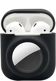 Compatible for Airpods 1st 2nd Gen Case with Airtag Holder,Protective Skin Case Compatible for Airpods and for Airtag Case Combo Set, Silicone GPS Tracker Cover Holder,Black