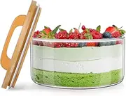 8 Inch Glass Salad Bowls with Lids Trifle Bowl Glass with Lid Large Glass Mixing Bowl That Can Be Used for Storing Ice Cream Cakes Cupcakes Salads Fruits and Can Be Cleaned in the Dishwasher