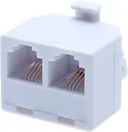 RJ11 Adapter and 2 Way Splitter from 2 RJ11 Socket Female Jacks to RJ11 Male Plug| Cable Landline Broadband Universal Port Converter Connector Extender Phone Coupler| 4 Wire Converter | White