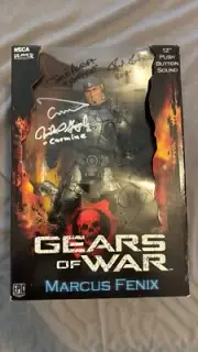 AUTOGRAPHED! Gears of War Marcus Fenix Figure 12" Epic Games w/Sound NECA 2008