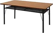 Levede Dining Table with Storage Shelf, 4-6 Seater, Easy-to-Clean 25mm Thick MDF Top, Safe Rounded Edges, Stable Steel Frame, 60kg Max Load(150cm x 90cm x 76cm, Brown)