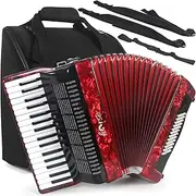 Accordion, 34 Key 60 Bass Keyboard Accordion Educational for Adult Instrument Beginners and Students Professional(Red)