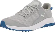 [PUMA] Golf Men's Fusion Grip Extra Wide Golf Shoe, White Silver Navy, 11.5 Wide