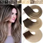 US CLEARANCE Tape In On Russian Remy Human Hair Extensions Skin Weft Thick Ombre