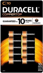 Duracell Coppertop Alkaline Batteries C - 10 pk