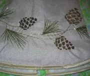 48" Tan Tree Skirt w/Brown Embroidered Pine Cones Beaded Stems ~NWT~Jaclyn Smith