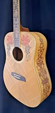 Blueberry Handmade Acoustic Dreadnought Guitar Floral Motif Pre-Order 90 Days
