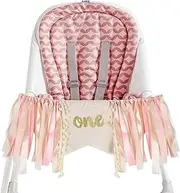 One High Chair Banner, 1st Birthday Banner, Perfect for child 1st Birthday, Wedding, Photo Booth (Pink, One size)