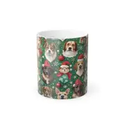 Christmas Gift Dogs Color Morphing Mug 11oz, Holiday Coffee Cup