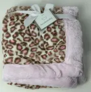 NWT Koala Baby Pink And Brown Tan Leopard Cheetah Plush Faux Fur Baby Blanket