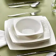 [KARACA] New Flava 24 Piece Porcelain Dinnerware Set for 6 People, Elegant Porcelain Dishware with Dinner, Pasta, Side Plates, Bowls, Kitchen Essentials Durable, Resistant, Ideal for Dinner Serving