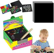 Magic Scratch Paper - Rainbow Drawing Pad, Black | Scratch Off Paper for Kids Ages 3+, Creative Board for Girls Boys Arts and Crafts Activities, Party Supplies for Birthday Halloween