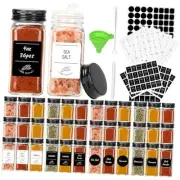 36 Pack 4oz Glass Spice Jars, Square Spice 4oz - 36 Pack - Black Lids