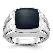 14k White Gold Men's Polished and Satin Onyx Ring Mounting