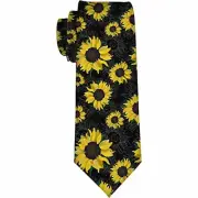 Yekiua Geometric Square Shaped Men's Tie Yellow Sunflower