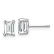 14k White Gold 1 1/2 ctw Certified Lab Grown Diamond VS/SI+ G+ Emerald 4 Prong Heavy Wt. Stud Earrings
