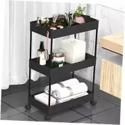 3 Tier Rolling Cart with Wheels, Storage Craft Art Cart Trolley Black