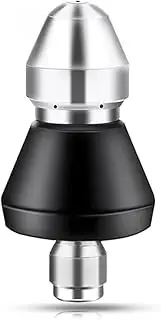 Pressure Washer Sewer Jetter Nozzle, Stainl Steel Sewer Jet Nozzle, 1 Front Jet and 3 Rear Pressure Drain Jetter Hose Nozzle with 1/4'' Quick Black and Silver 1 Front Jet and 3 Rear Jets