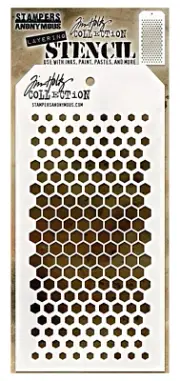 Tim Holtz Layering Stencil Mixed Media Gradient Honeycomb Hexagon Pattern Design