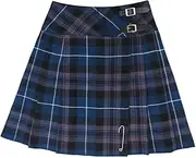 [Tartanista] Womens 20" Plaid Knee Length Kilt Billie Skirt Leather Buckled Straps