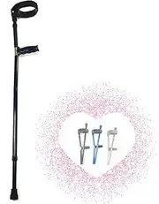 Aluminum Folding Elbow Crutches Sticks Forearm Cane for Disabled, Walking Crutches Elderly Adjustable Cane Crutches for Hospital and Home Use (Color : Black, Size : 2pcs)