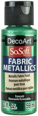DecoArt SoSoft Fabric Metallics Acrylic Paint 2oz-Emerald DSM2OZ-41