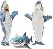 [Sprstar] Shark Blanket Hoodie Adult,Wearable Shark Blanket Adult or Shark Sleeping Bag,Super Soft Cozy Flannel,Shark Blanket Onesie