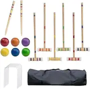 Croquet Set - 6 Player Yard Game, Reusable Outdoor Activity | Croquet 6 Player Croquette Set, Wooden , Wooden Bowling Set for Men, Women