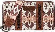 [Wrangler] Wallet Purse for Women Western Aztec Clutch Wristlet Wallet with Credit Card Holder, Light Coffee, Wallet