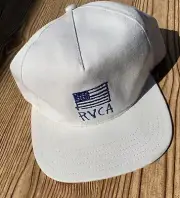 RVCA Flag Unstructured Mens Strapback Cap Hat White Cotton NEW $32