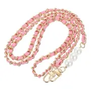 Purse Chain Strap, Iron Replacement Strap with Buckles, 49 Inch, Pink & Gold