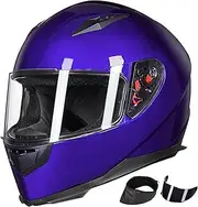 ILM Motorcycle Motorbike Helmet Full Face Extra Tinted Lens Detachable Winter Neck Scarf Motorcross Helmets DOT Model 313 (M, Blue)