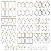 80 PCS Assorted Open Metal Bezels for Resin Pressed Frame Charms Earring and Necklaces Making Frame gold silver