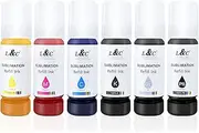 L&C sublimation ink for epson 8550 8500 Wide-Format Supertank Printers Heat Press Transfer on T-Shirt Tumblers Auto-Fill ICC-Free 6 Colors