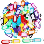 DIYEAH 150 Pcs Luggage Tag Key Ring with Label Tag Key Labels with Circle Rings Key Ring with Labels Key Labels with Round Rings Tags Keychains Labels Name Tags with Rings Plastic
