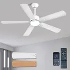 52 Inch Modern White Ceiling Fans with Lights App/Remote Control, Low Profile Re