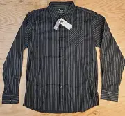 DC Shoes Black Striped Long Sleeve Snap Front Shirt Mens XL MSRP 50