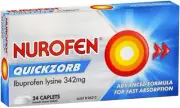Nurofen Quickzorb 24S Caplets 342Mg Ibuprofen Lysine Pain Relief, 0.023 Kilog...