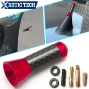 UNIVERSAL 1.4" MINI RED CARBON FIBER AM/FM RADIO SHORT ANTENNA SCREW ALUMINUM