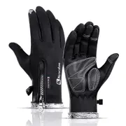 Winter Warm Outdoor Sports Gloves Fleece Windproof Non-slip Touch Screen Ski Riding Motorcycle Gloves Skiing Gloves BLACK COLOR S SIZE