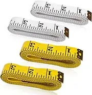 Bagentry 4 Pack 120 Inch/300 cm Soft Tape Measure Body Measuring Tape, Double Scale Tailor Body Measurement Tape, Fabric Cloth Sewing Flexible Ruler for Weight Loss (Gold and White)