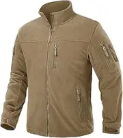 [Zozogag] Men's Fleece Jackets Fall Winter Cold Weather Thermal Tactical Jackets Full Zip Jackets Khaki US XL Plus (CN 3XL)
