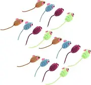 VERDANVERSE 12pcs Rubber Band Little Mouse Cat Teaser Mice Bungee Kitten Cat Mouse Twined Moving Mouse for Cats Playing Interactive Small Pet Fur Random Color