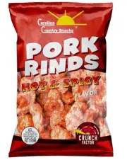 6 BAGS! Carolina Country Snacks Fried Pork Rinds, Hot and Spicy, 1.75 oz
