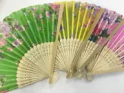 2* Bamboo Silk Fan Hand Folding Fans Outdoor Wedding Party Vintage Gifts