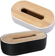 FONDOTIN Japanese Style Bamboo Tissue Box Cover Simple Organizer Home Decor Tissue Box