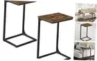 C-Shaped End Table, Set of 2, Side Table for Sofa, Couch Table with Metal