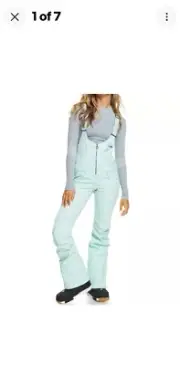 Roxy Summit Snow Bibs Stretch Shell Snow Pant 15k In Fair Aqua Mint Womens Large